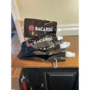 Bacardi Black Flasks Reusable Drink Pouch Portable Travel Spout Clip Set of 5